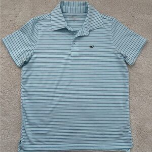 Boys size M (12-14) Vineyard Vines Blue and Green Striped Polo